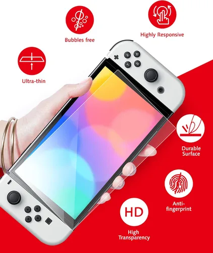 Vista 4 de bersem Paquete de 2 protectores de pantalla de vidrio templado compatibles con Nintendo Switch OLED de 7 pulgadas 2021, kit de alineación