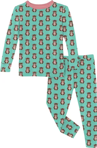 Vista 41 de KicKee Pants Conjunto de pijama de manga larga con estampado de piezas