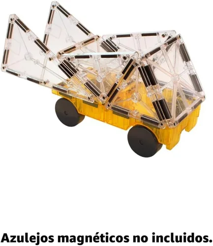 Vista 4 de MAGNA-TILES Coches – Juego de Construcción Magnético de 2 Piezas en Verde y Amarillo, La MARCA ORIGINAL de Construcción Magnética