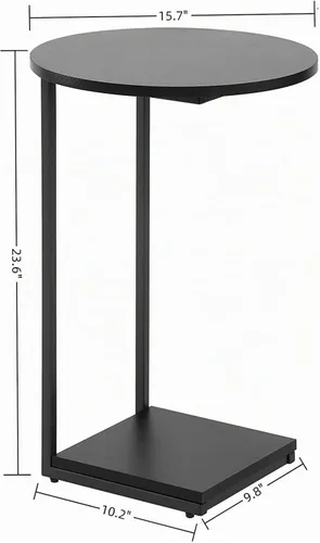 Vista 3 de [Usado] DCLRN Mesa auxiliar pequeña, mesa auxiliar de mesa C para sofá, mesa de centro redonda es adecuada para sala de estar y dormitorio (negro)