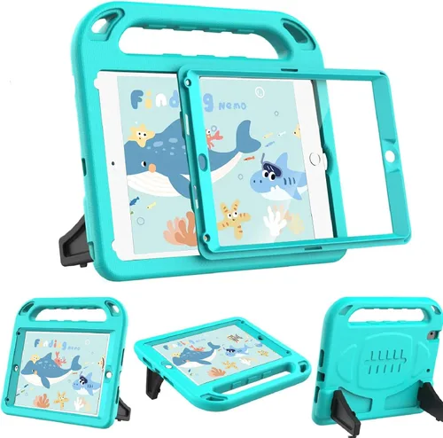 Vista 14 de BMOUO Funda para niños para iPad 9.7 2018/2017/iPad Air 2/1/Pro 9.7 - Protector de pantalla integrado con mango a prueba de golpes, funda