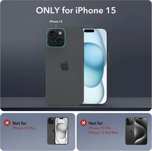 Vista 2 de ESR Funda para iPhone 15 con soporte, compatible con MagSafe, funda de cuerpo completo a prueba de caídas de grado militar con protector de pantalla