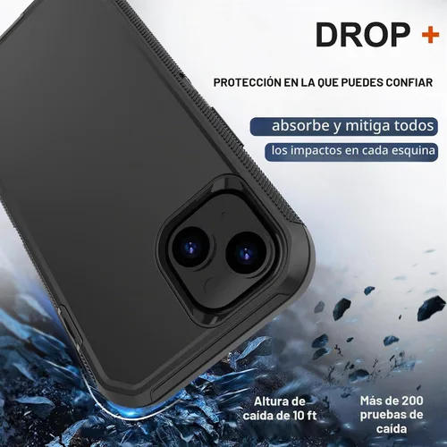 Vista 4 de Funda para iPhone 14 Plus (6.7 pulgadas) con funda de clip para cinturón, 2 protectores de pantalla, resistente grado militar, cuerpo completo, a