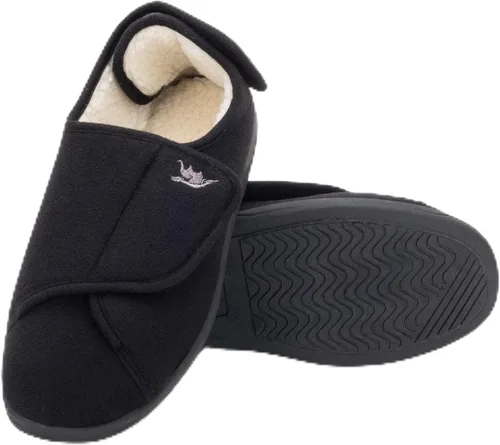 Vista 7 de Pantuflas diabéticas para mujer, zapatos de linfedema, zapatos para edema, pies hinchados, con velcro para interiores y exteriores, zapatos