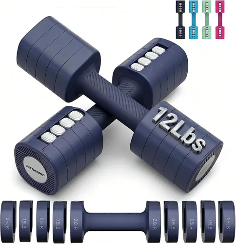 Vista 9 de EAST MOUNT Adjustable Weight Dumbbells Set of 2, 8 in 1 Hand Weights for Women