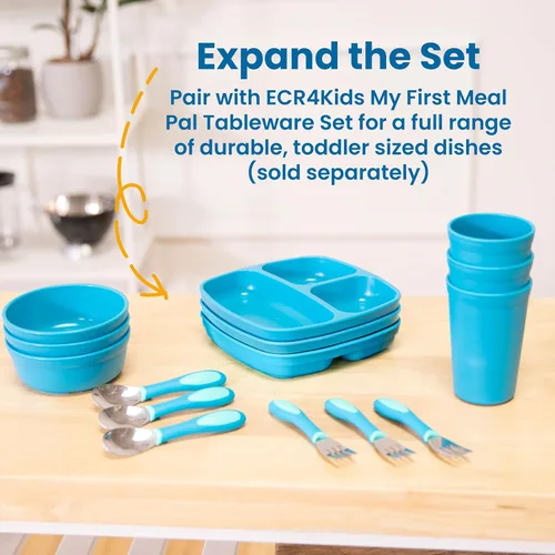 Vista 5 de ECR4Kids My First Meal Pal Cucharas de acero inoxidable, cubiertos para niños pequeños, blanco, gris claro, paquete de 3