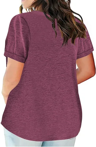 Vista 3 de Camisetas de algodón de verano 2023 para mujer, de manga corta, cuello en V, holgadas, básicas, cómodas, para entrenamiento