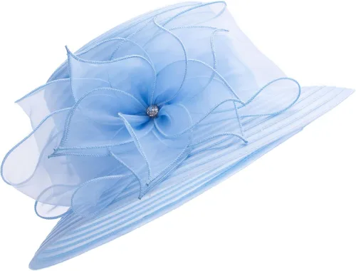 Vista 5 de A323 - Sombrero de sol elegante para iglesia de ala ancha floral para mujer