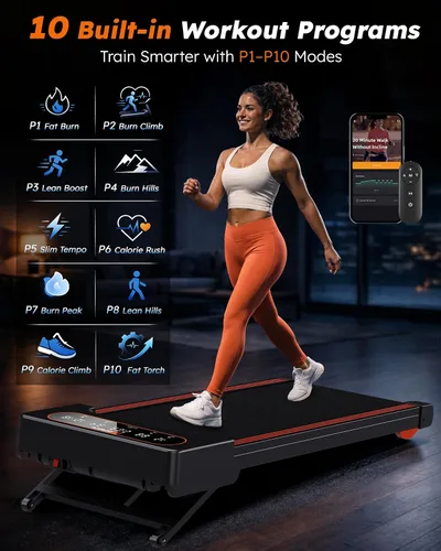 Vista 10 de Walking Pad Treadmill with Auto Incline 12%-12Level, Quiet BLDC EvoDrive