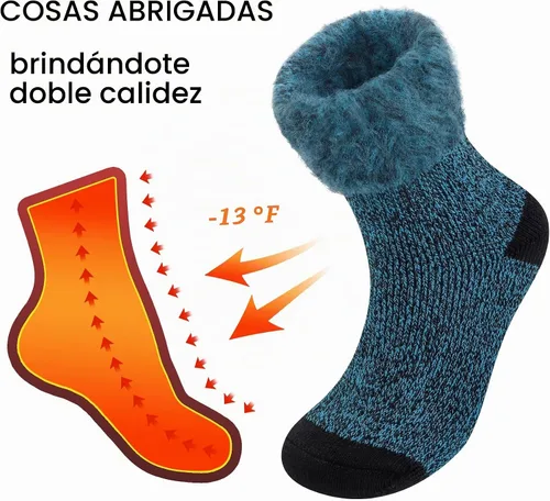 Vista 4 de Calcetines térmicos para hombre, calcetines de invierno cálidos para clima frío con temperaturas extremas A1-azul (2 pares)