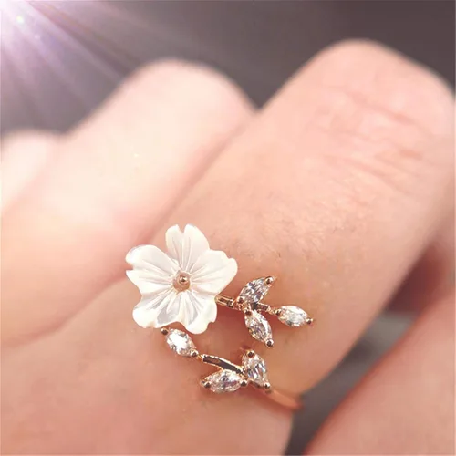 Vista 5 de Journey Studio - Anillo de flores de ramas de cristal artificial ajustable anillo de dedo abierto para mujer Como en la descripción Aleación de zinc