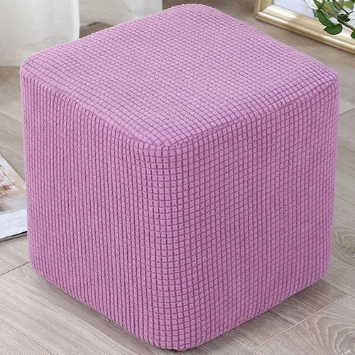 Vista 5 de Fundas elásticas para otomanas, fundas protectoras para taburetes, fundas cuadradas suaves para fundas cuadradas, color gris, negro y marrón, sofá