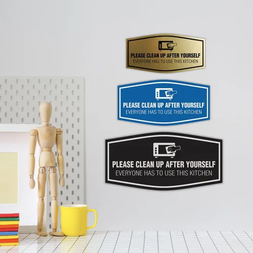 Vista 4 de Signs ByLITA Fancy Please Clean Up After Yourself Everyone Has To Use This Kitchen Sign (Negro) - Pequeño