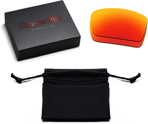 Vista 6 de SmartVLT Juego de 5 lentes de repuesto para Oakley Holbrook OO9102 Sunglass Combo Pack S01, Stealth Negro y fuego Rojo y azul hielo y plata Titanio