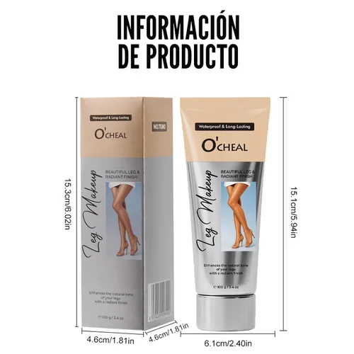 Vista 6 de O’CHEAL Crema de maquillaje para piernas resistente al agua, corrector de tatuajes y cicatrices sin transferencia, base corporal de larga duración