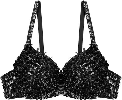 Vista 5 de Alvivi Brasier con purpurina brillante para mujer, ideal para bailar y bailar el vientre
