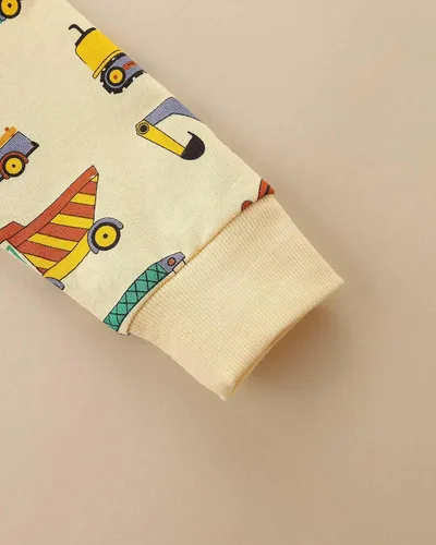 Vista 5 de Sudaderas divertidas con cuello redondo y estampado espacial de excavadora para niños, para otoño e invierno, de algodón
