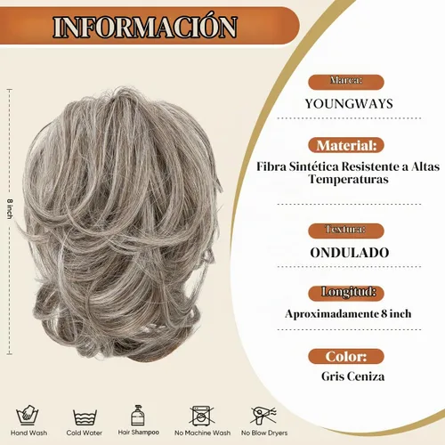 Vista 3 de Pinza de pelo con clip de garra, moño corto, pieza de cabello de moño desordenado, extensiones de cabello flexibles, ramificación de cabello