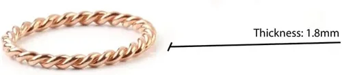Vista 3 de Anillo de hilo de cuerda para mujer en oro macizo 9K, 14K y 18K, anillo trenzado, banda de cuerda fina simple, banda de cuerda giratoria, alianza