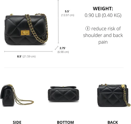 Vista 3 de Scarleton Crossbody Bags for Women, Quilted Shoulder Bag Purse, Gold Chain Crossbody Bag Purses for Women, H2117
