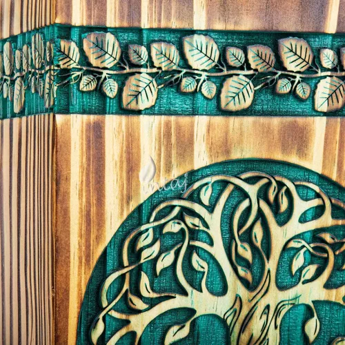 Vista 9 de Urna de palisandro hecha a mano para cenizas humanas, urnas de madera para adultos del árbol de la vida hechas a mano, urna de cremación fúnebre