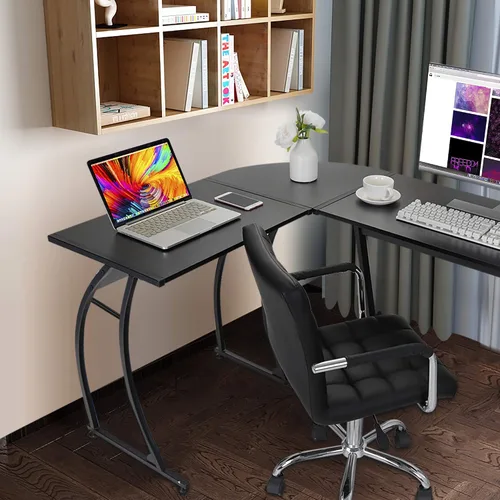 Vista 2 de ZenStyle Escritorio esquinero en forma de L de 58.1 pulgadas, para computadora, oficina en casa, mesa para computadora portátil, estación de trabajo