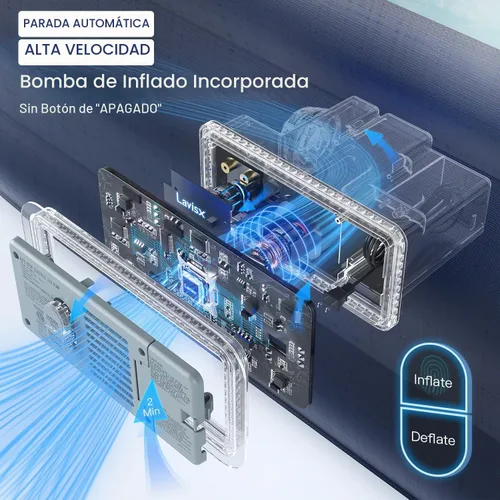 Vista 2 de [Usado] Lavisx Colchón de aire individual de 18" con bomba integrada, bomba de parada automática de alta velocidad de 2 minutos, colchón hinchable