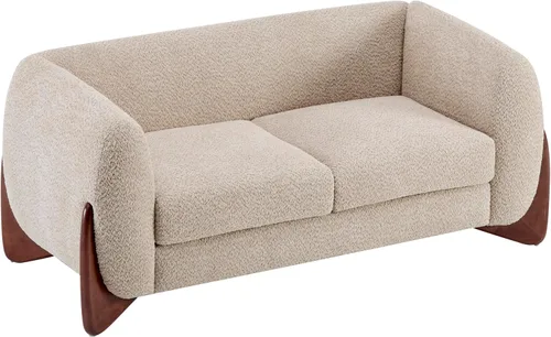 Vista 5 de Christopher Knight Home Alma - Sofá biplaza Boucle de 63 pulgadas con patas de madera, sofá de 2 plazas para sala de estar, sillón tapizado, sofá