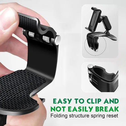 Vista 4 de 1 clip de soporte de teléfono para salpicadero, soporte de teléfono ABS de 360 grados, clip multifuncional para teléfono celular, universal