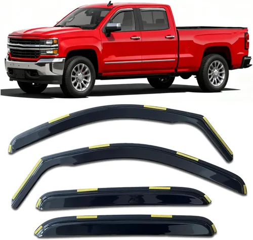 Vista 30 de Deflectores de ventana adhesivos para ventanas laterales y ventilación con viseras para 2015-2018 Chevy Silverado y GMC Sierra 1500 2500HD 3500HD
