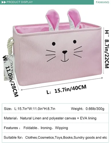 Vista 2 de Cesta rectangular de tela con estampado de dinosaurios para almacenamiento de guardería, cesta de almacenamiento, bolsa de libros, cestas de regalo