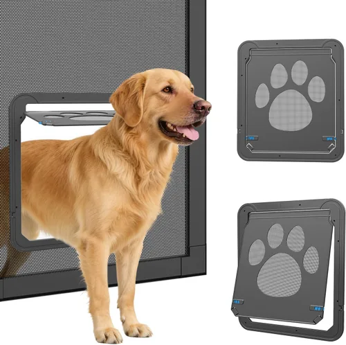 Vista 12 de Puerta para perros para puerta de pantalla, puerta para gatos con inserto pequeño para puerta corredera de fácil instalación, pequeña 8"×10