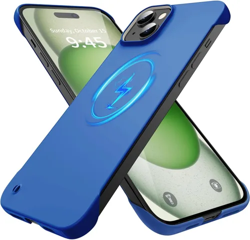 Vista 24 de GRECAZO Funda magnética delgada para iPhone 15 Plus de 6.7 pulgadas (2023), ultrafina, ligera, duradera, sin marco, mate, rígida, MagSafe con anillo