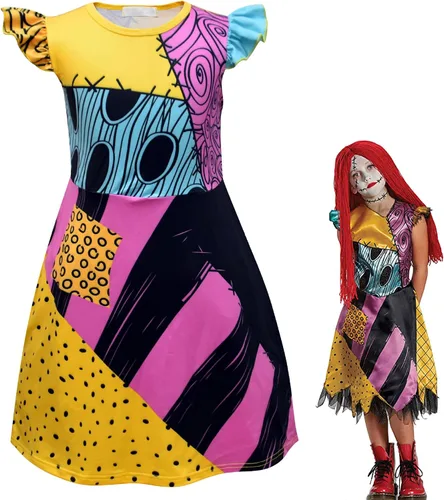 Vista 3 de Vestido de Halloween para niñas pequeñas, disfraz clásico de Sally