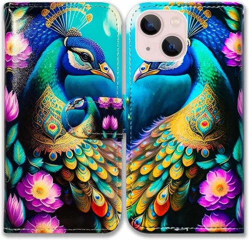 Vista 17 de Bcov Funda para iPhone 14 Plus, diseño de pájaro negro y verde con tapa para teléfono, con ranura para tarjetas, soporte para iPhone 14 Plus