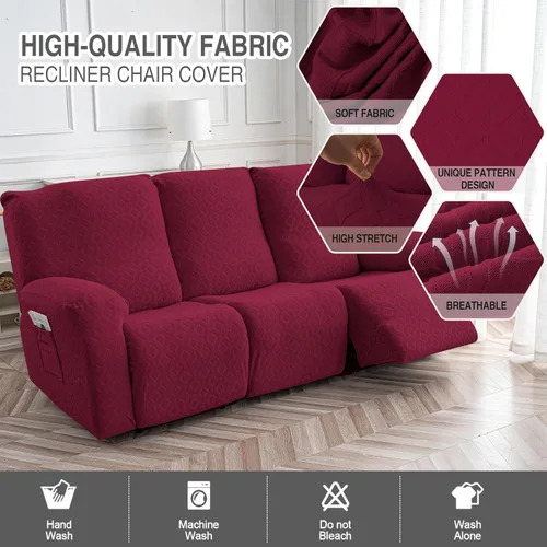 Vista 9 de Gennia Funda Impermeable para Silla Reclinable, Fundas Elásticas para Sofá Reclinable con Bolsillos, Fundas Lavables para Silla Reclinable Lazy Boy