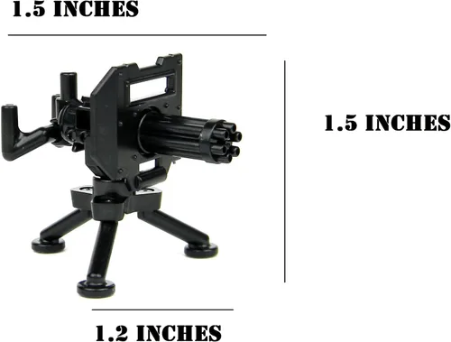 Vista 2 de Minigun personalizado con ametralladora de montaje en trípode diseñada para minifiguras de ladrillo