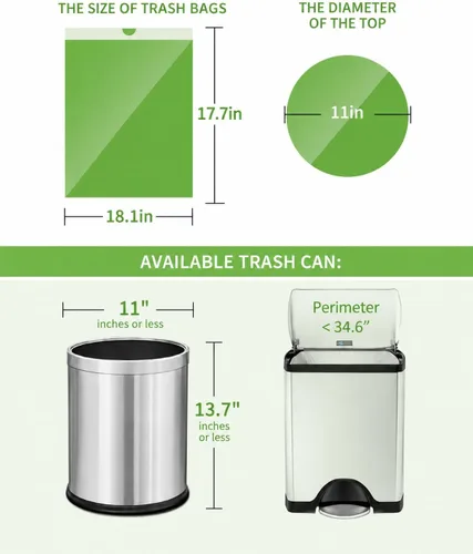 Vista 2 de 4 Gallon 312 Counts Strong Drawstring Trash Bags Garbage Bags by Teivio, Bathroom Trash Can Bin Liners, Small Plastic Bags for home kitchen