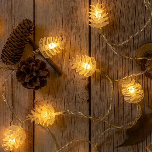 Vista 10 de Guirnalda de 100 luces de abeja alimentadas por USB, 50 pies de luz LED decorativa Cable transparente, bombillas LED blancas cálidas, premontadas