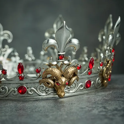 Vista 4 de SWEETV Corona de rey tótem de animal para hombres y mujeres, tiara de metal, accesorios para el cabello para caballero, bruja, gótico, Halloween