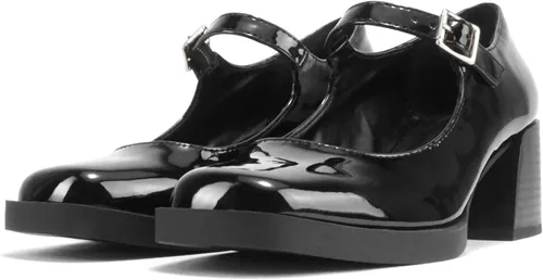 Vista 2 de Soda Lance Zapatos clásicos Mary Jane de tacón bajo con punta cuadrada redondeada para mujer