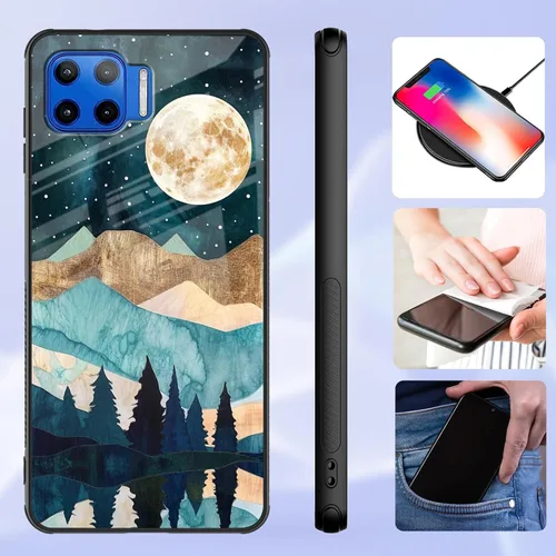 Vista 201 de Funda para Motorola Moto Edge 2022, cubierta trasera de vidrio templado con protector de pantalla, funda protectora a prueba de golpes para Motorola