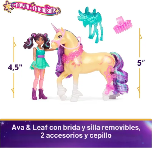 Vista 2 de Unicorn Academy, Set de Poder de Amistad de Ava y Leaf con Silla de Montar y Accesorios, Muñecas y Juguetes de Unicornio, Regalos y Pequeños