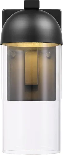 Vista 6 de Globe Electric 60000023 - Aplique de pared LED integrado de 12 W, negro mate, pantalla de vidrio transparente, luz de porche, luces de pared