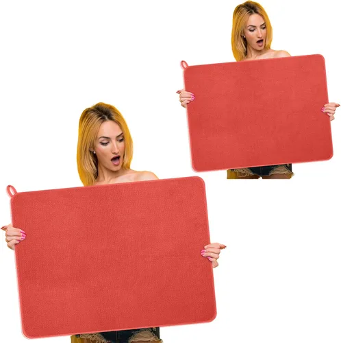 Vista 11 de Hushee Paquete de 2 tapetes extra grandes para secar platos, de microfibra, absorbentes, para secado de platos, tapetes escurridor de platos de gran