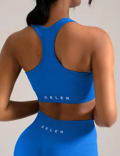 Vista 2 de CELER Sujetadores deportivos para mujer, espalda cruzada, química, sin costuras, entrenamiento, yoga, gimnasio, fitness, con almohadillas extraíbles
