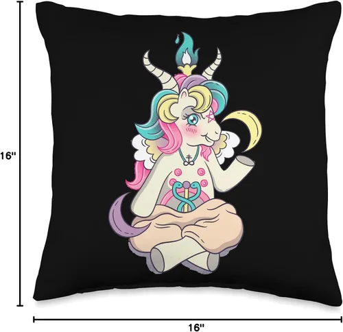 Vista 4 de Baby Baphomet Kawaii Pastel Goth Kawaii Pastel Goth Cute espeluznante Pentacle Baphomet - Almohada de cabra, 16 x 16 pulgadas, multicolor
