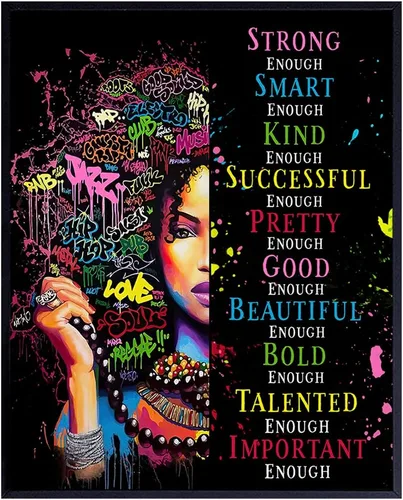 Vista 9 de Black Women's empowerment 11x14 - Arte de pared afroamericano para mujeres y niñas, póster inspirador, arte de pared motivacional, soy suficiente