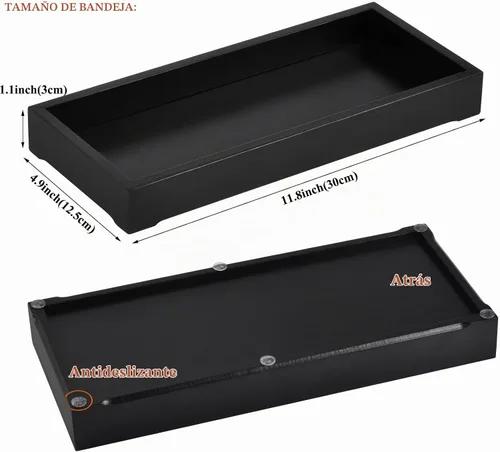 Vista 2 de Bandeja de tocador de madera con bandeja de jabón, organizador superior de inodoro, ideal para tanque de inodoro de baño