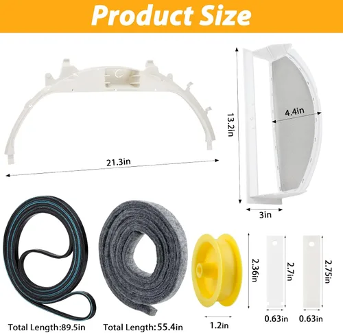 Vista 2 de WE49X20697 Kit de reparación y mantenimiento de secadoras para Contiene filtro de pelusa WE18X25100, kit de rodamientos de secadora WE3M26
